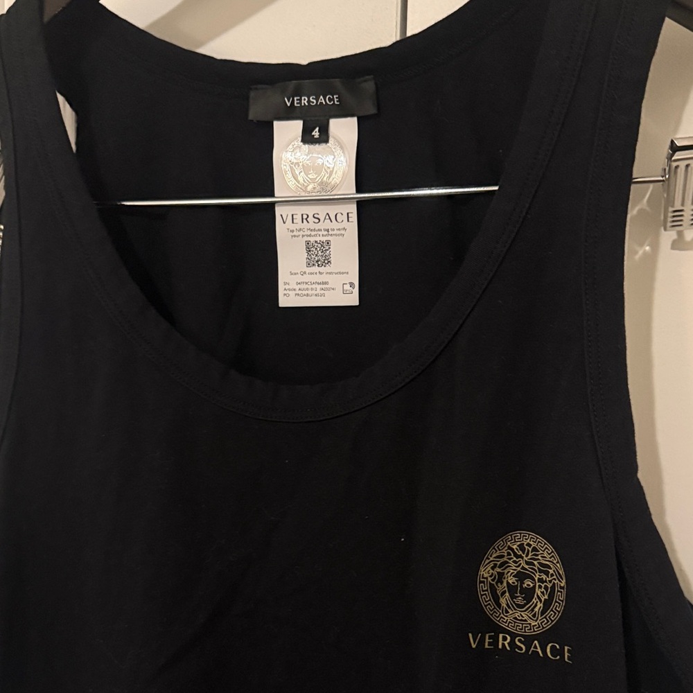 Versace Black Tank Top with Gold Logo - Picture 2 of 9